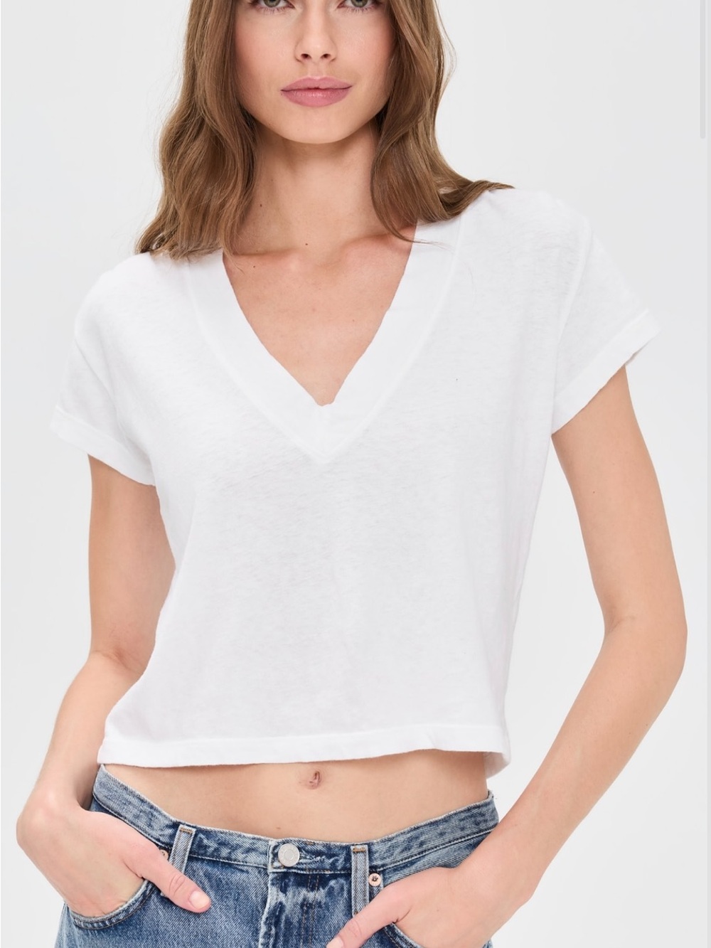 perfectwhitetee Alanis cotton v neck tee